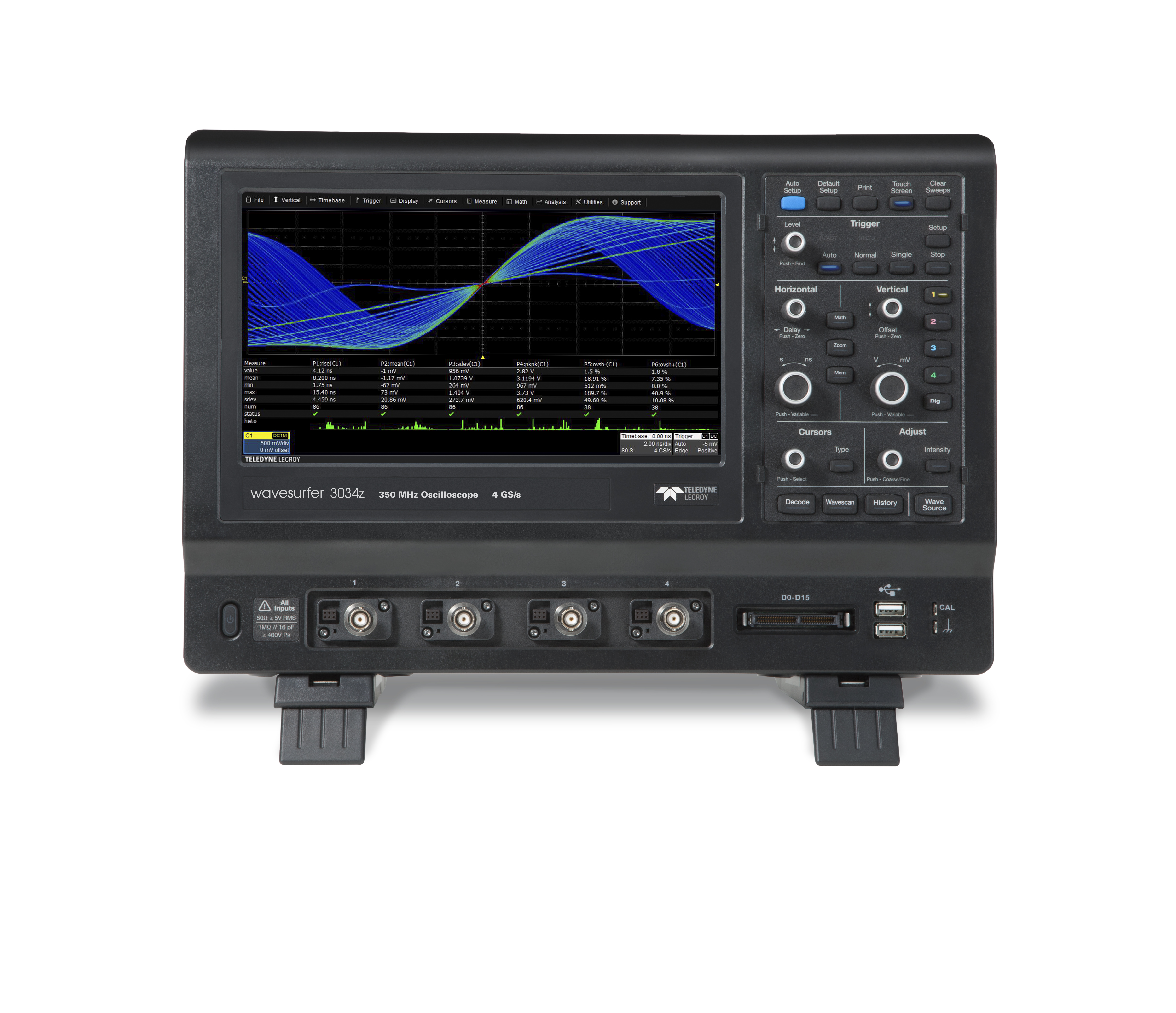 Teledyne LeCroy WaveSurfer oscilloscope front panel and network ports